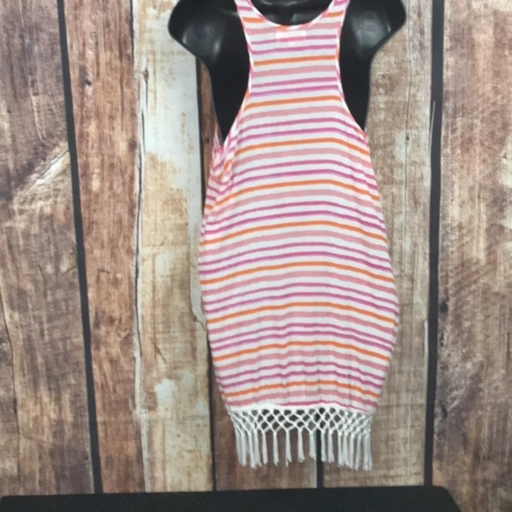 MudPie striped/tasseled Beach Coverup Small